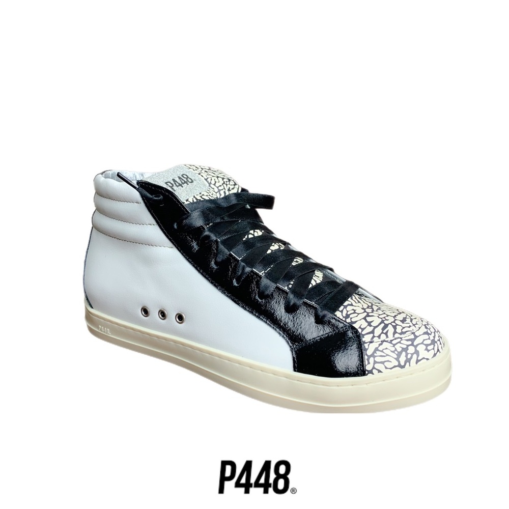 NEW P448 Italian Goldama ankle white print Sneakers